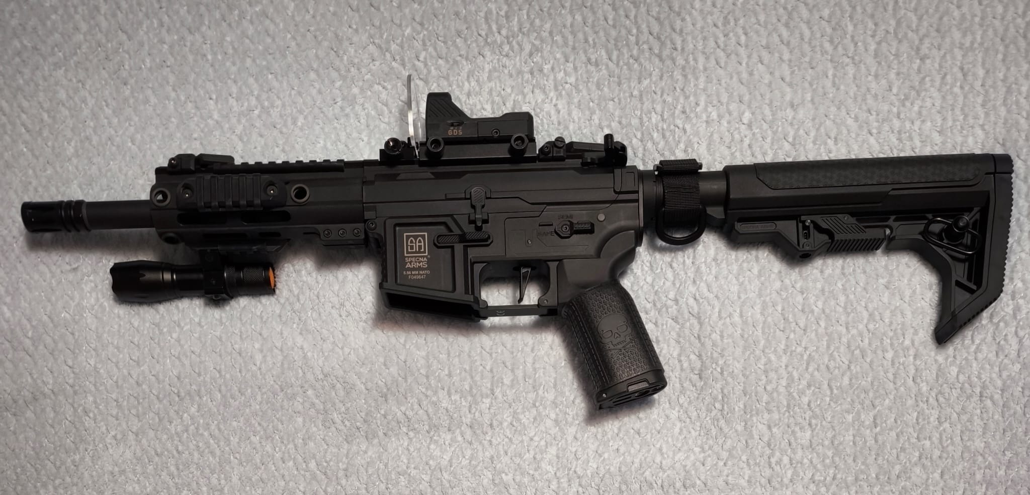 A real photo of Replica SA-F04-RL FLEX Light Ops Stock/New Receiver HAL ETU Gen. 2  Specna Arms by Cosmin (6)
