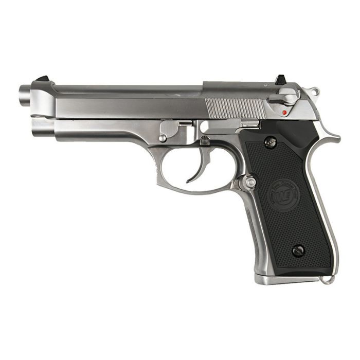 M92 V2 Silver Gas GBB pistol and LED Box WE