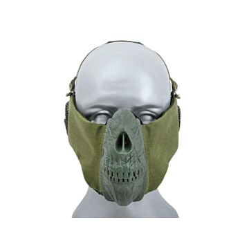Half Face Skull Mask Ear Protection CS Olive
